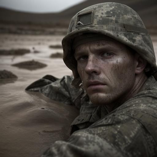 American Soldier's Desperate Struggle in Quicksand