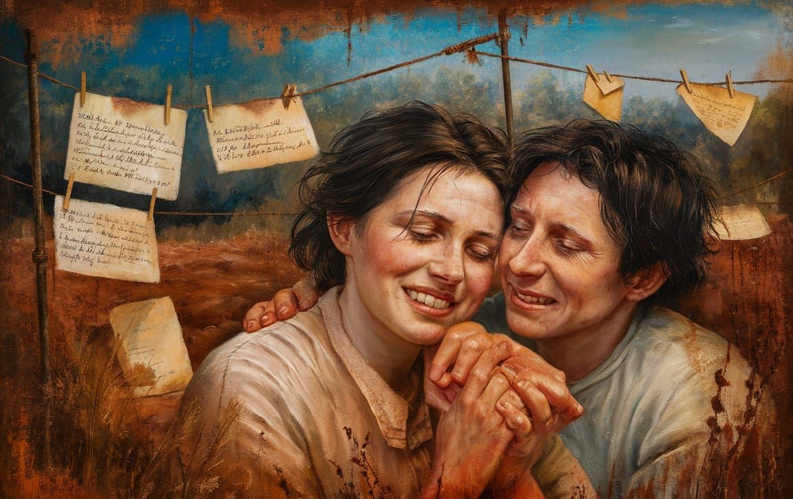 Lovers' Nostalgia: A Bauhaus-Inspired Painting