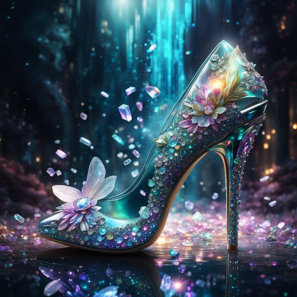 Galactic Crystal Heel: Shimmering Digital Art