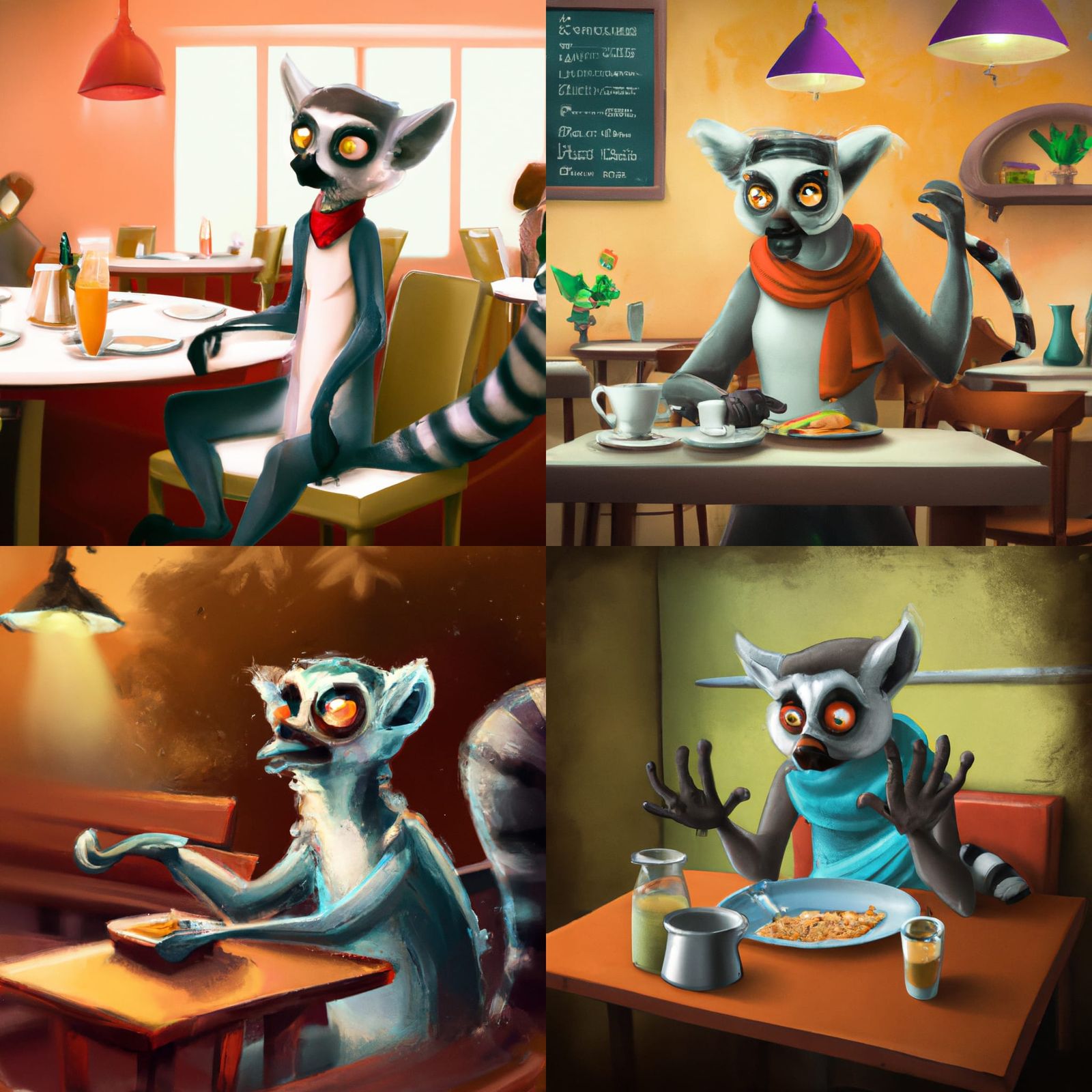 Lemur Complaining About Cold Soup, Digital Art