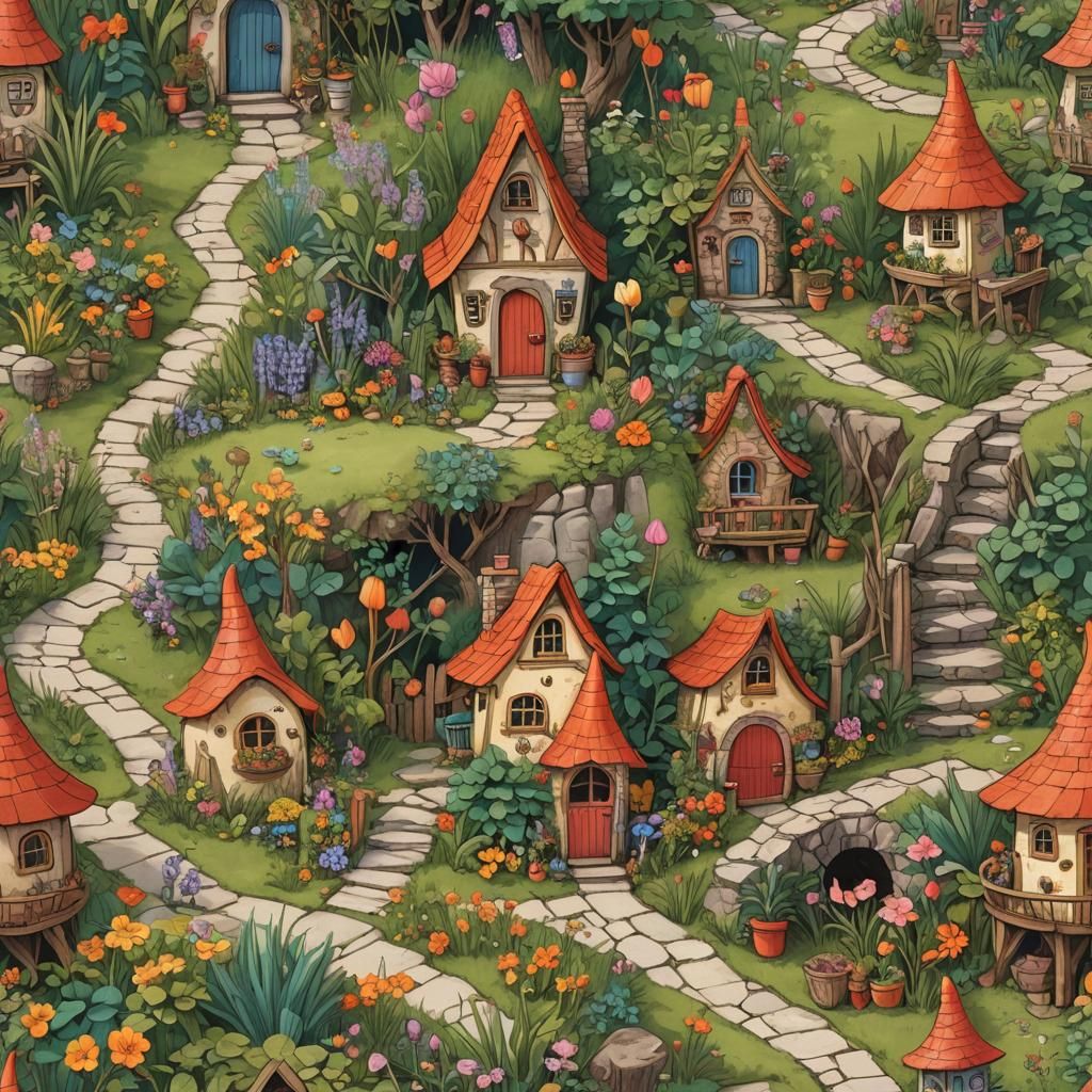 Magical Weasley Burrow Illustration in Storybook Style