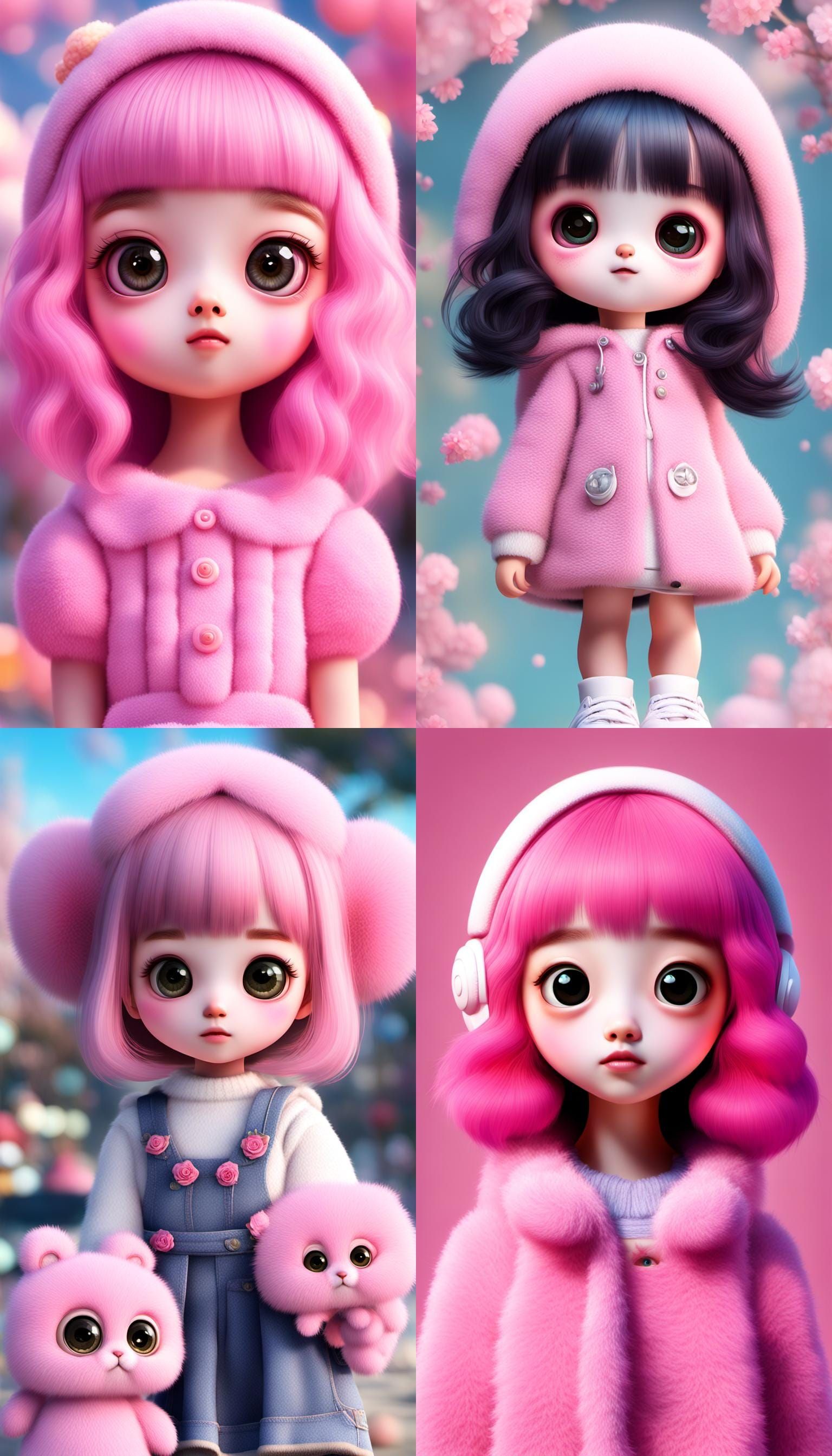 Kawaii, Big eyes, Small nose and mouth, Round facial feature...