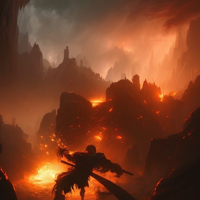 Epic Battle: All Father vs Kratos in Dark Fantasy Style