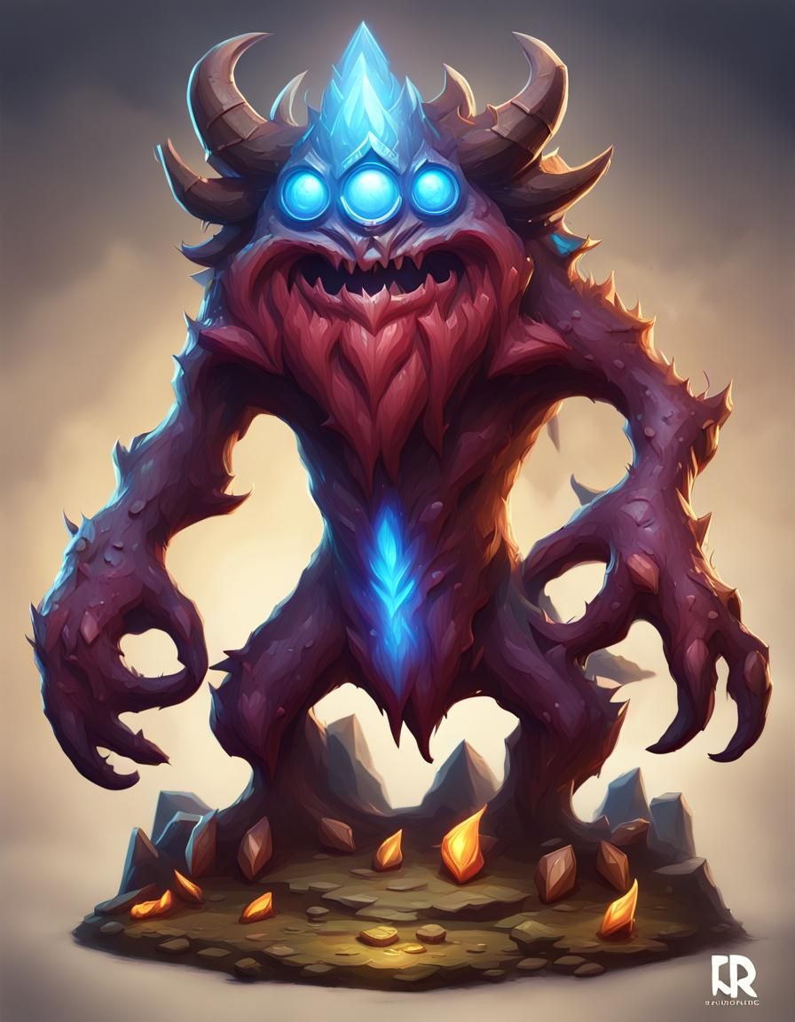 Cute Light Element Monster Card Game Art