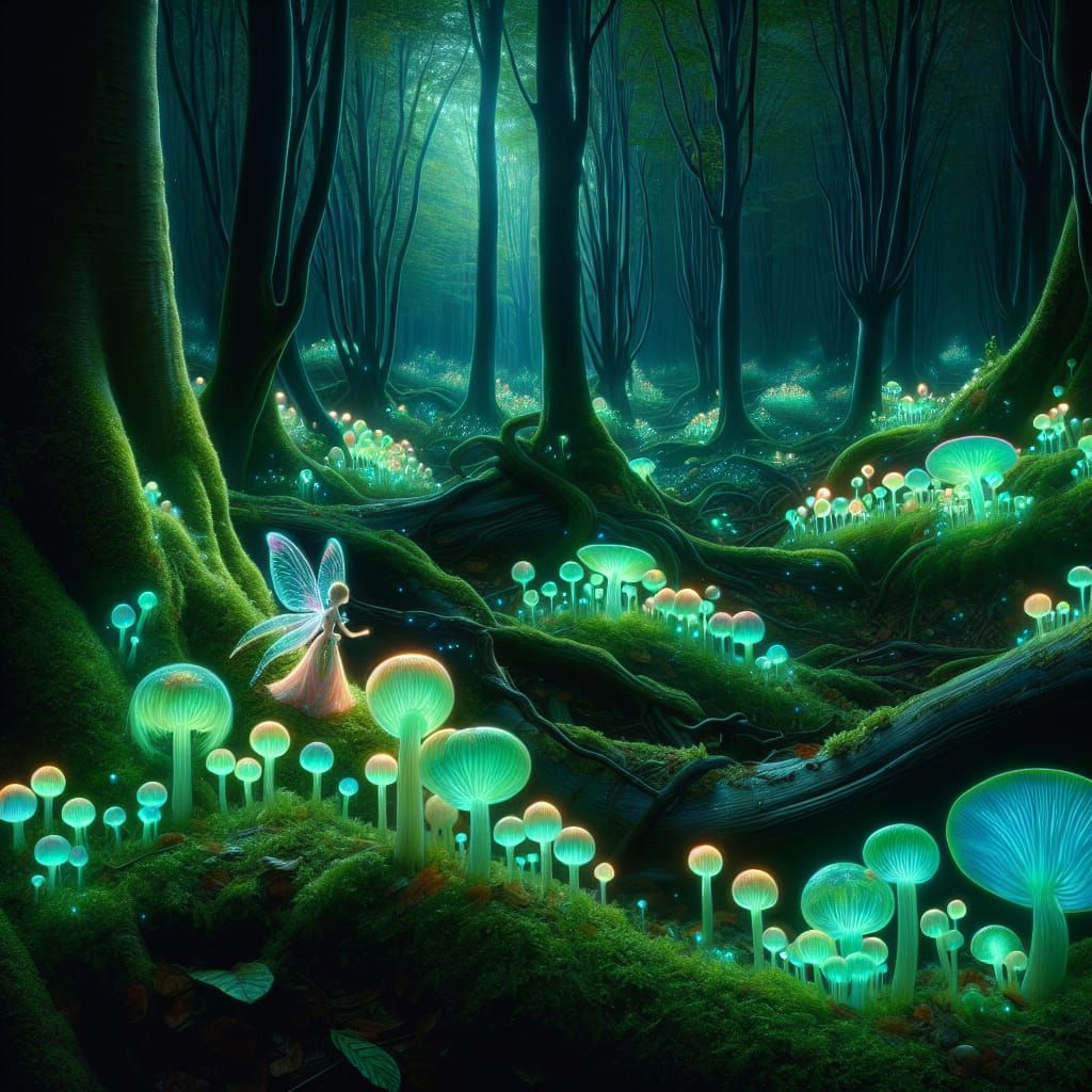 Ethereal Fairy in a Glowing Mystic Forest