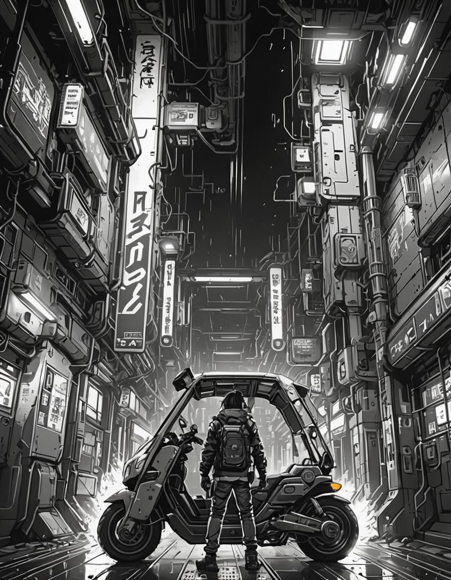 Cyberpunk Underground Metro in Manga Art Style