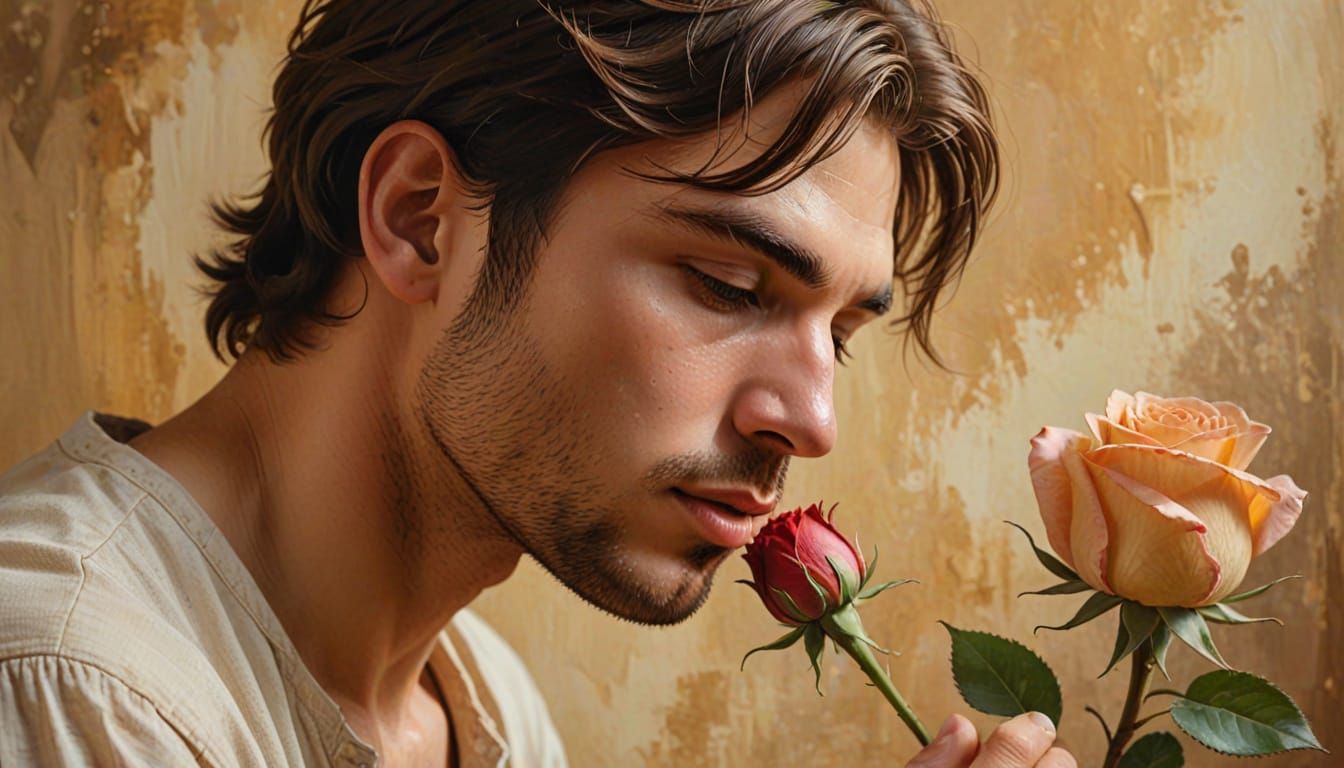 Gentle Kiss in Warm Renaissance Light