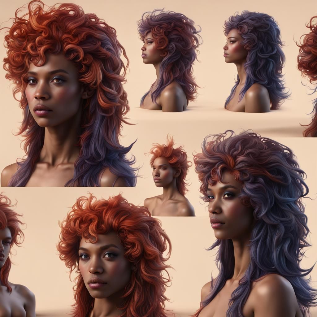 Detailed Wigs as Fantasy Concept Art