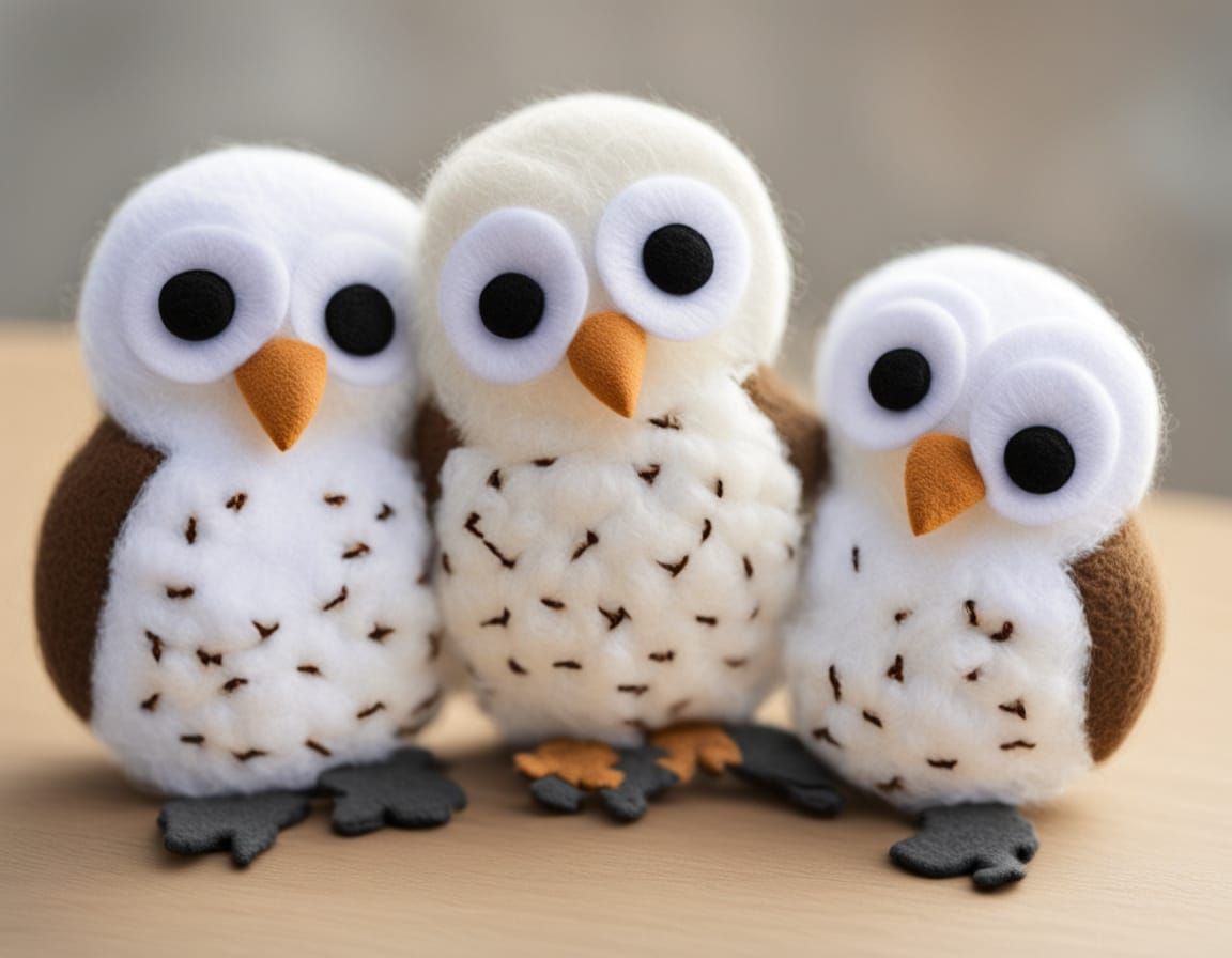 Cute Felt Baby Snow Owls