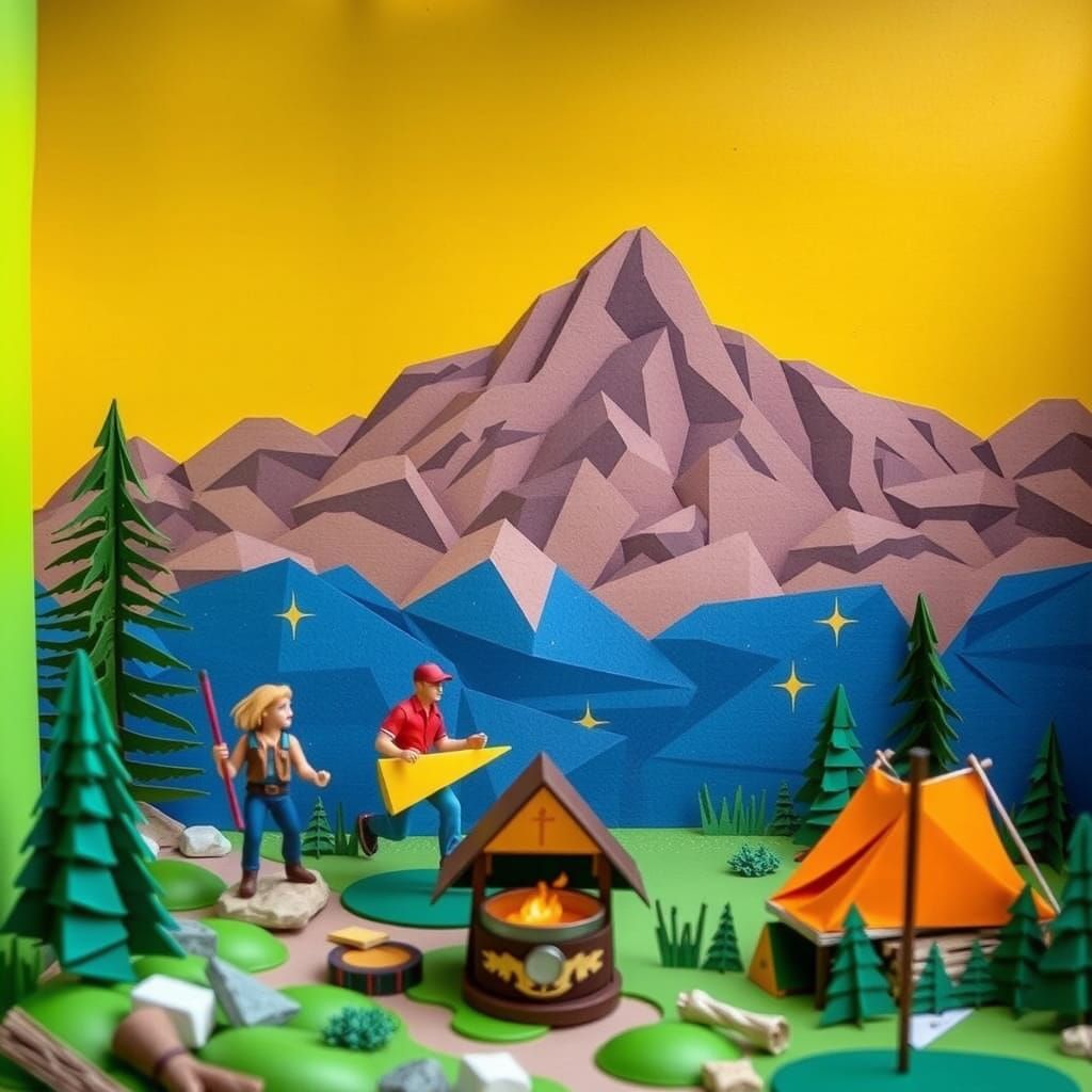 Cubist Origami Bear Attack at Dark Mountain Playset