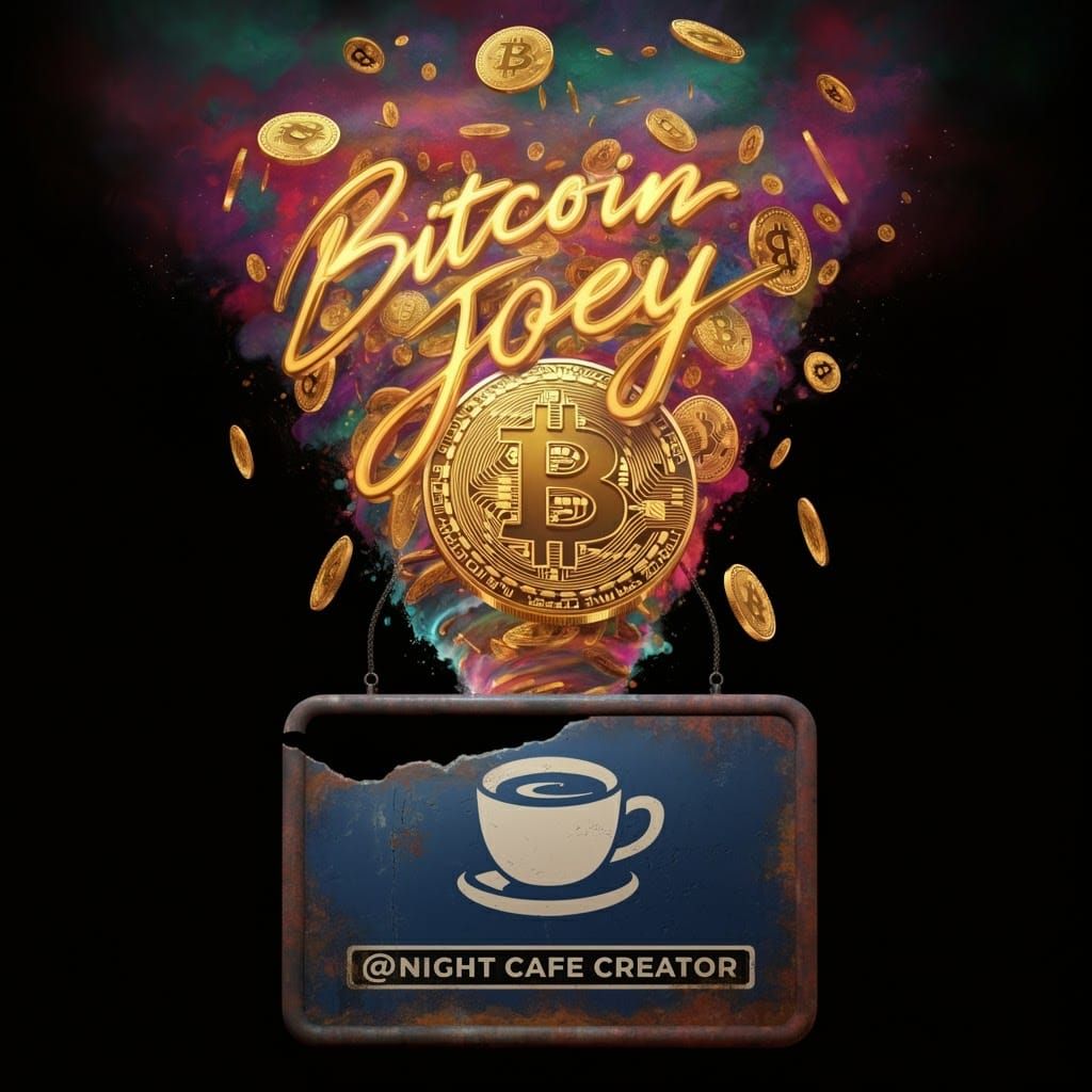 Bitcoin Joey Golden Vortex in Graffiti Art Style