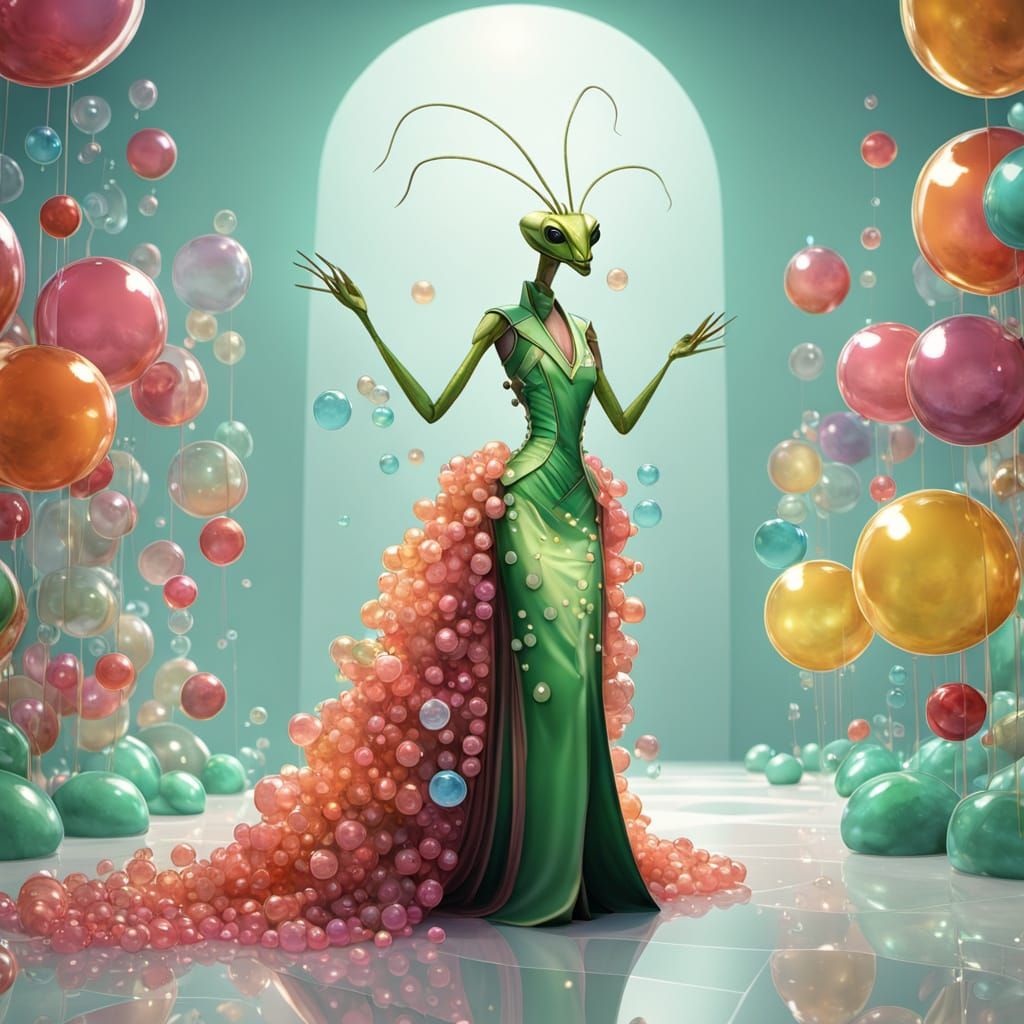 High Fashion Mantis in Bubble Gown: Candy Art