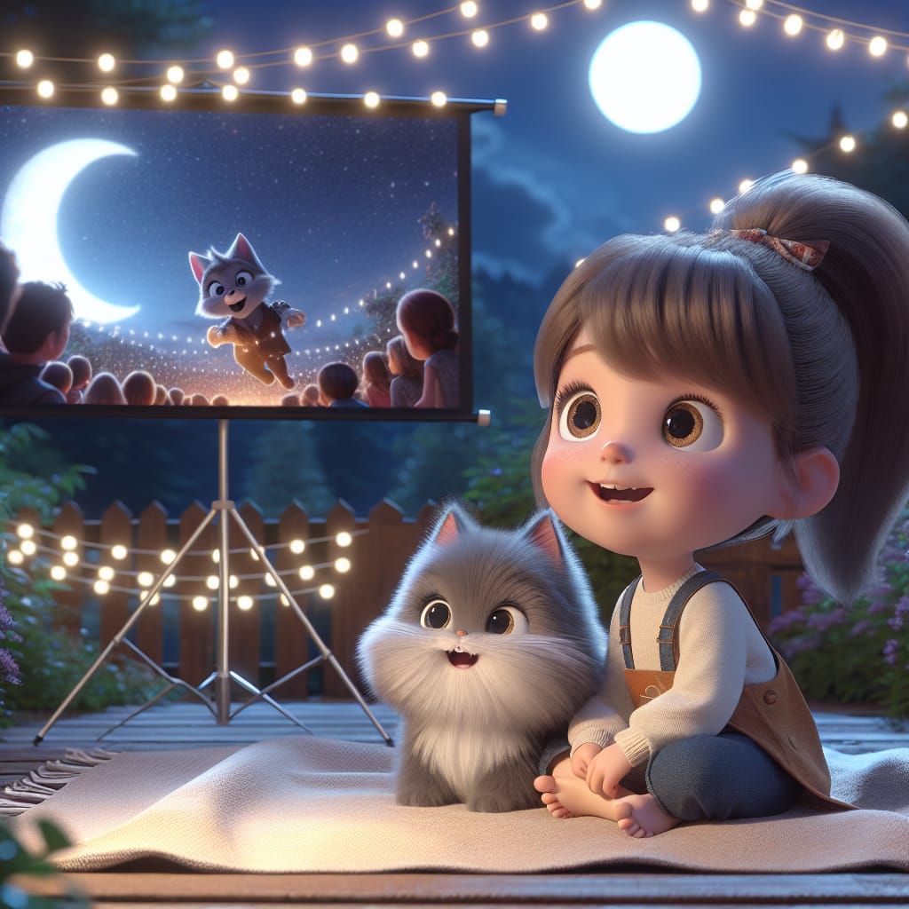 Disney Pixar style 3D adorable little girl with hair in a po...