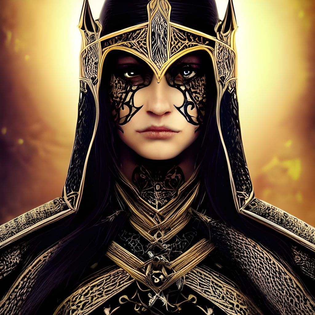 Beautiful Female Knight in Ornate Armor: Photorealistic Conc...