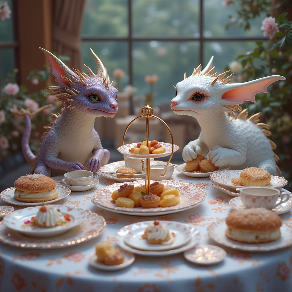 Mythical Creatures Enjoy Futuristic High Tea