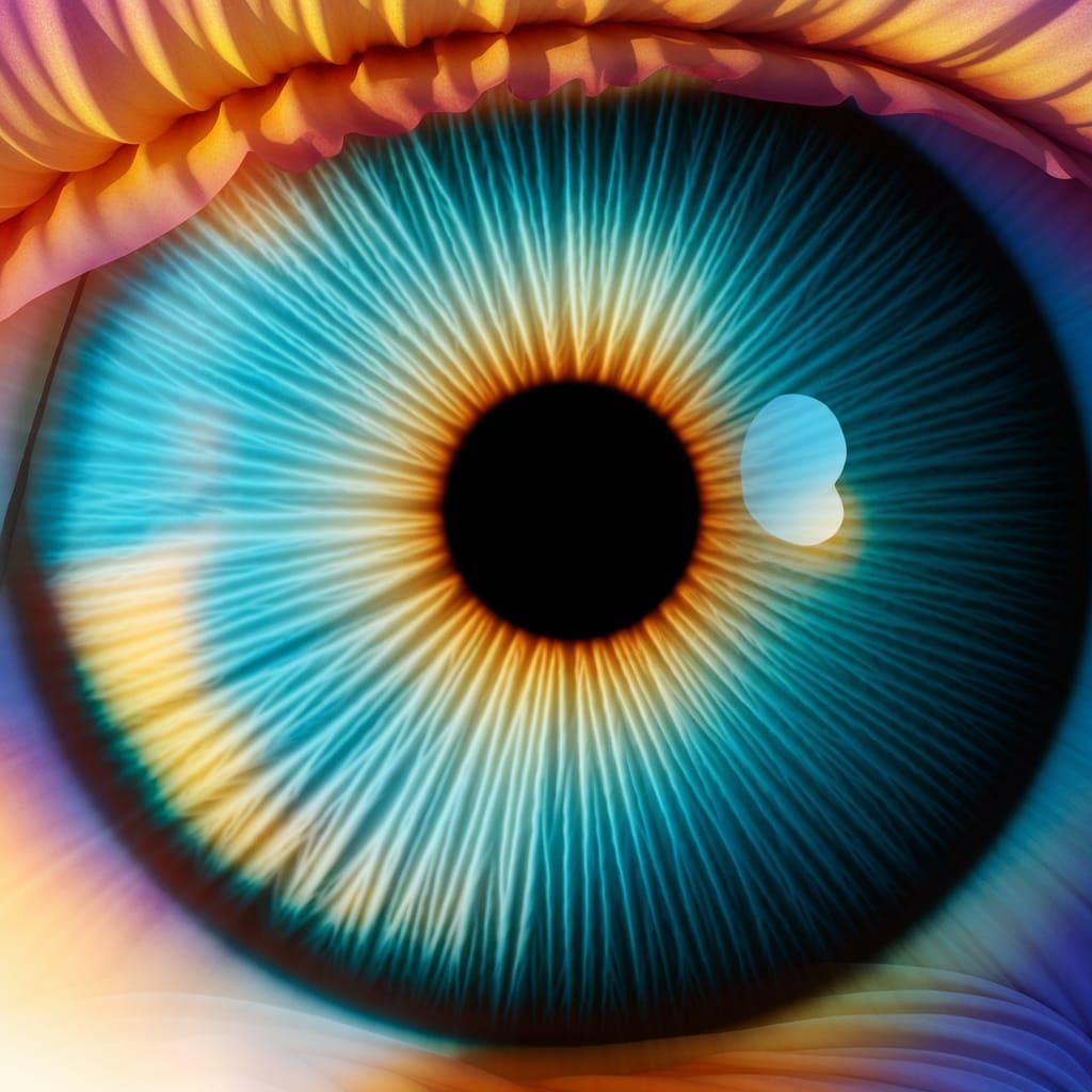 Sunset Landscape Reflected in Oversized 3D Iris