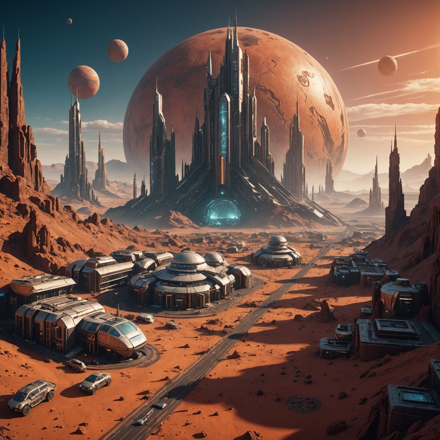 Futuristic Martian City Concept Art in 8K