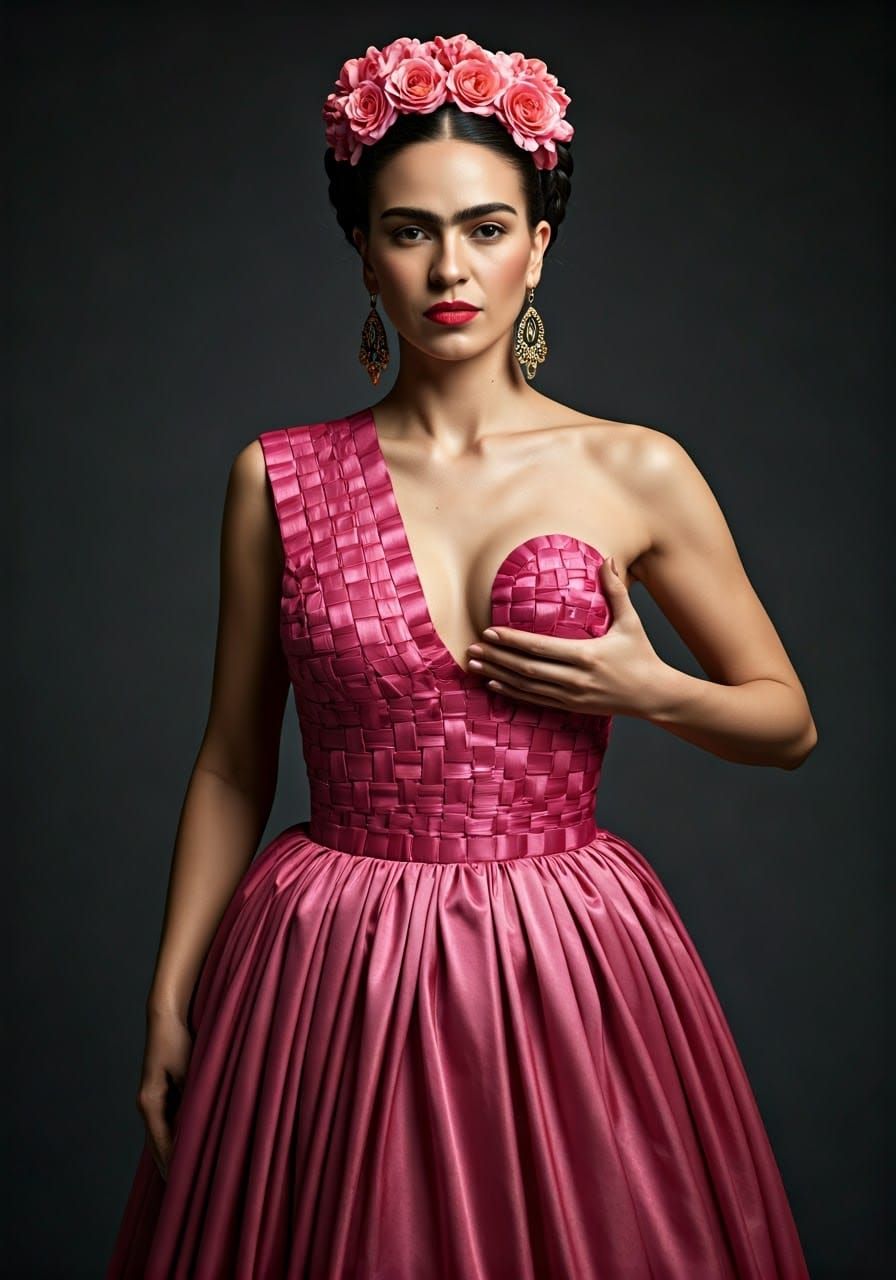 Elegant Woman Shows Resilience in Frida Kahlo Style