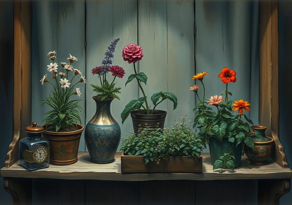 Mother's Flower Shelf Inspired by Rackham and Friedrich