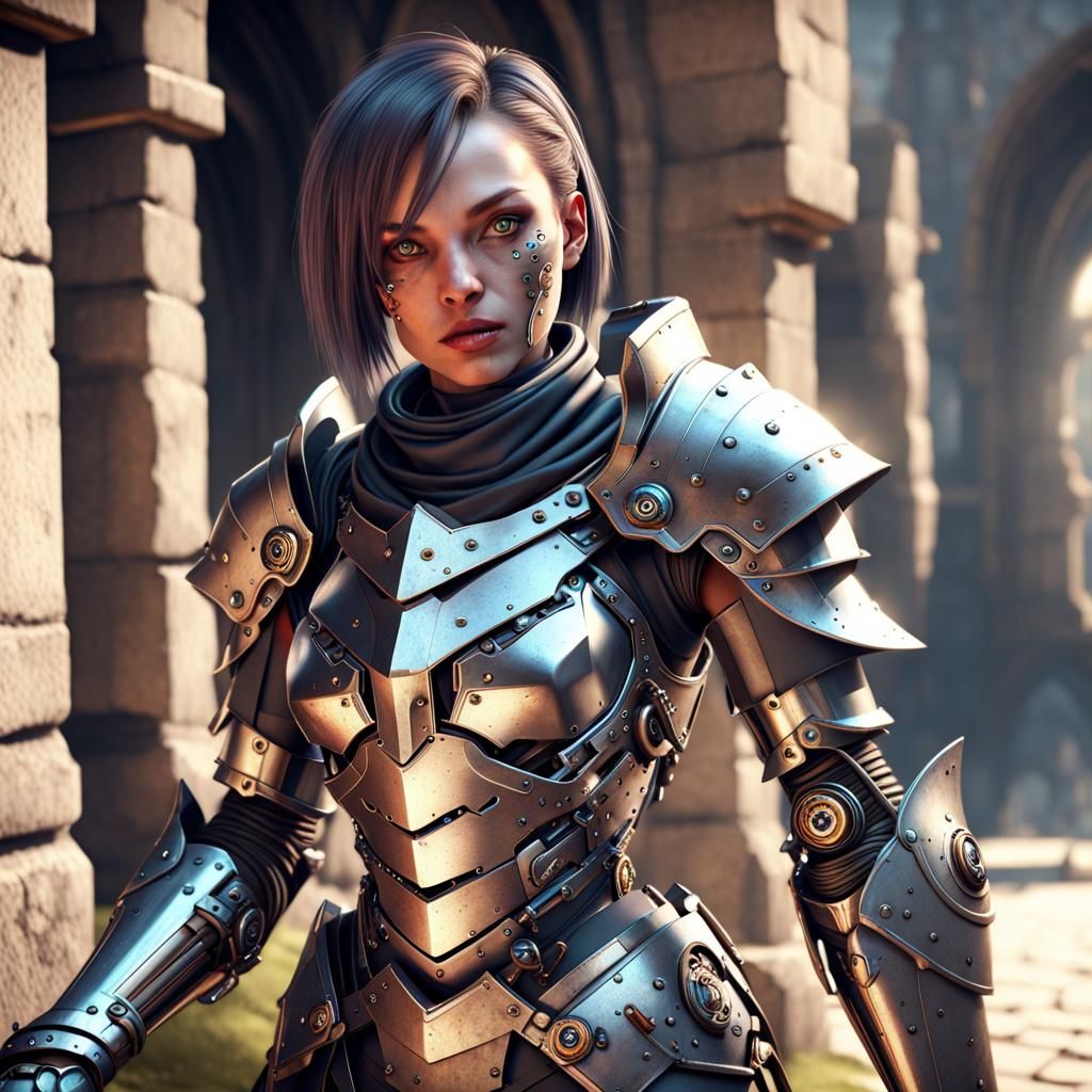 Medieval Cyborg in Fantasy Art Style