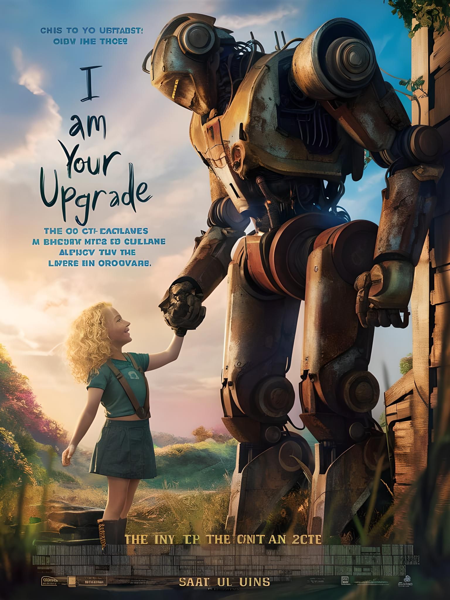 Heartwarming Movie Poster: Girl and Mecha Robot