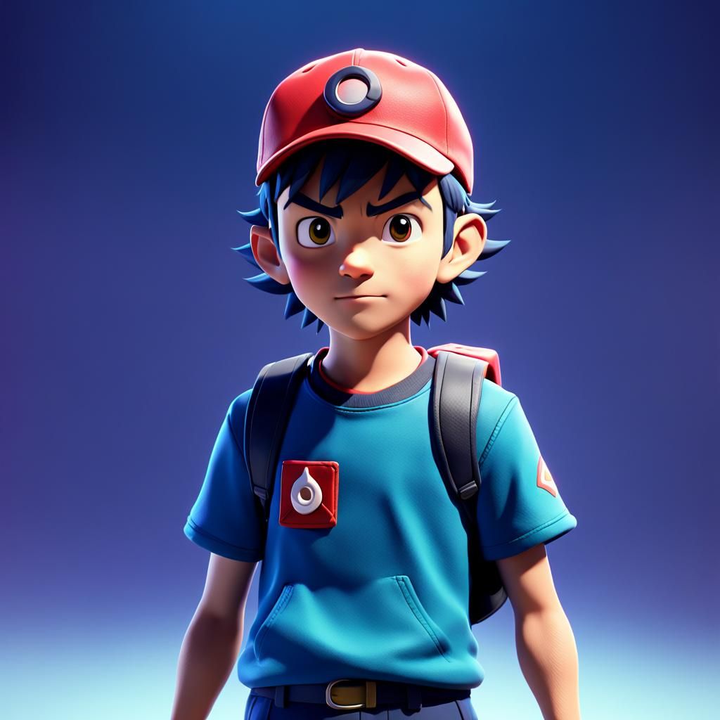 Ash Ketchum in Pixar Style 3D Render