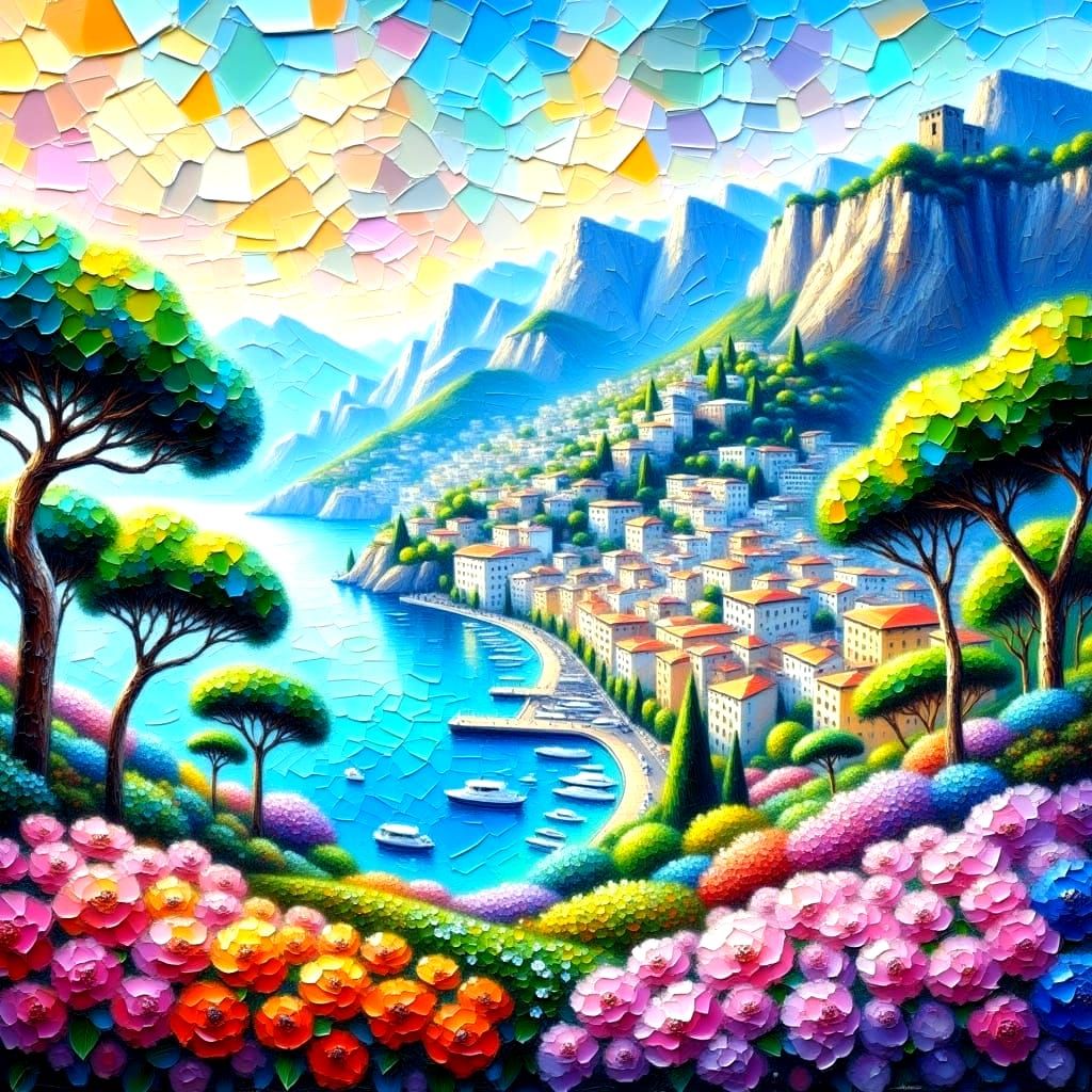 Surreal Coastal Castle Amidst Serene Seascape