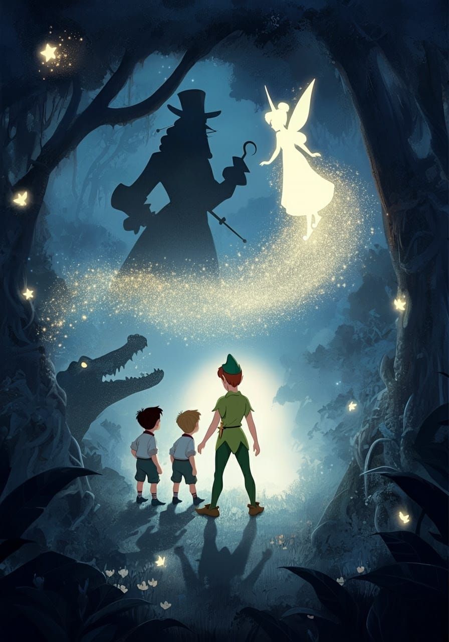 Moonlit Enchantments in Neverland: Whimsical Shadows of Pete...