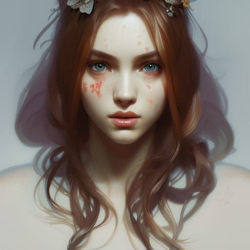 Vampire Girl Portrait in Art Nouveau Style