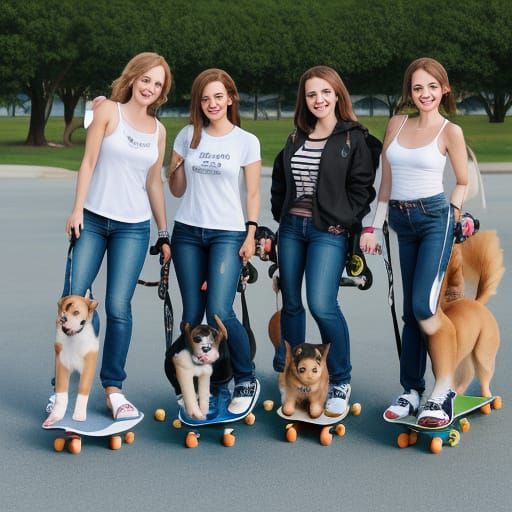 Cute Puppies Riding Skateboards
