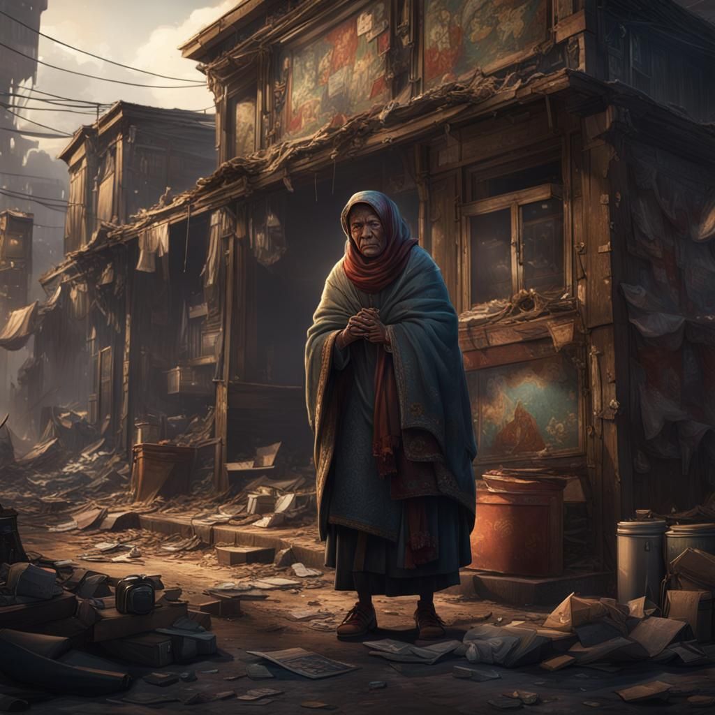 Widowed Mother Harassed by Slumlord: Matte Painting