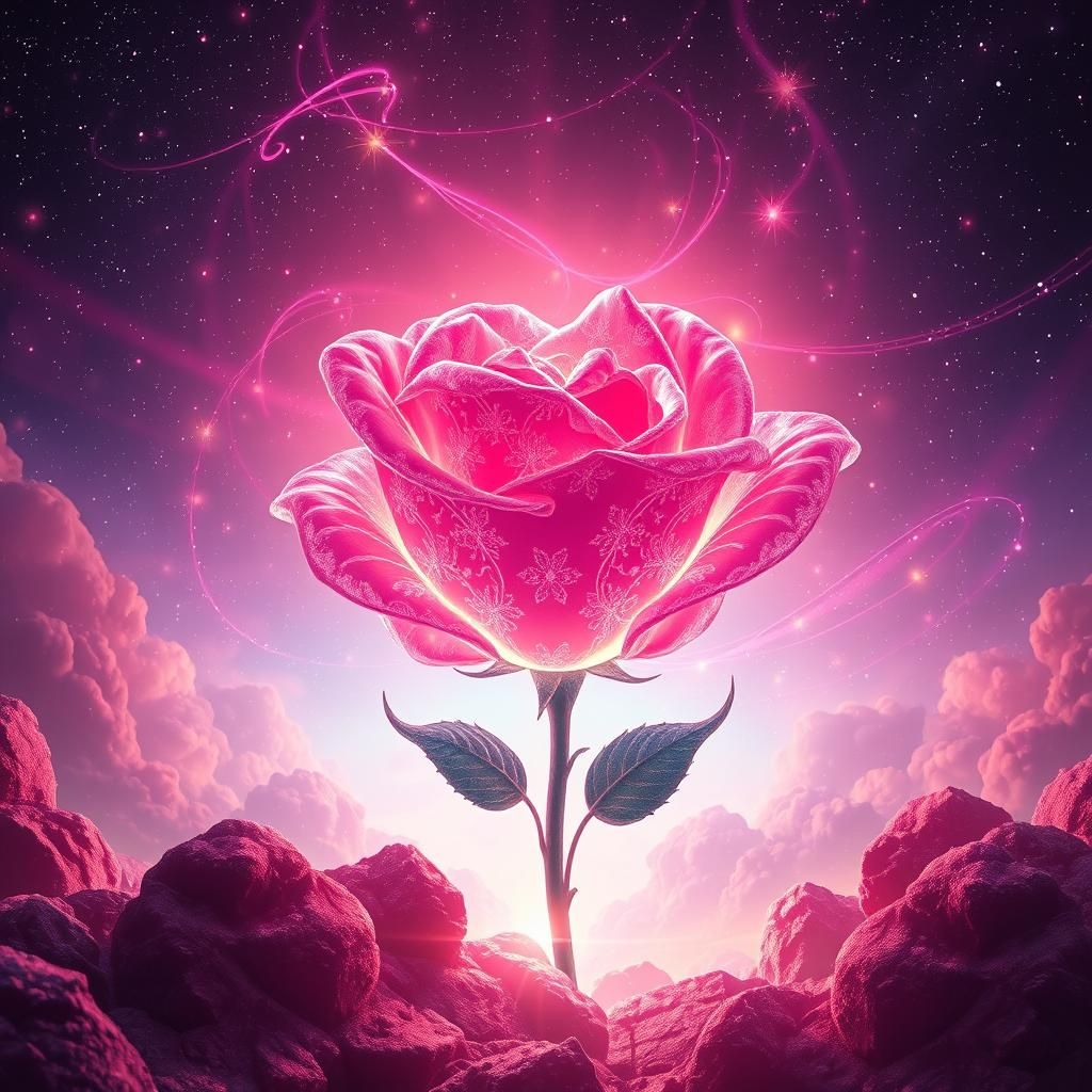 Ethereal Energy Rose in Starry Expanse