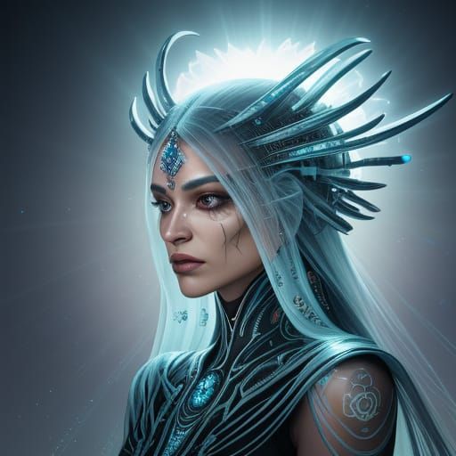 Exotic Alien Female in Mysterious Ritual, Iridescent Colors ...