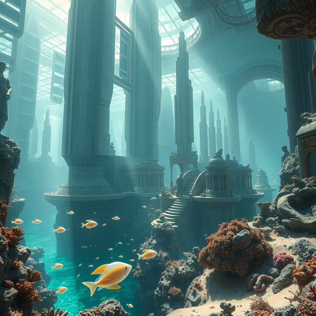 Sunken Futuristic City of Glass and Marble