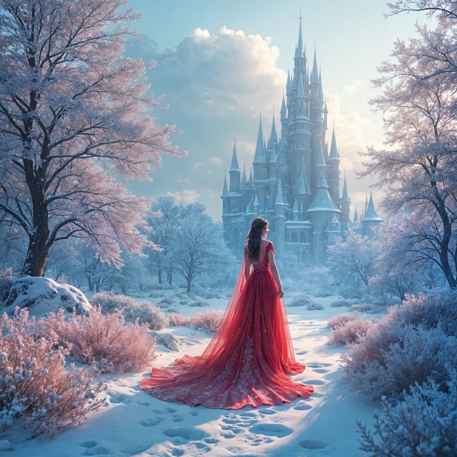 red hear by tall dress