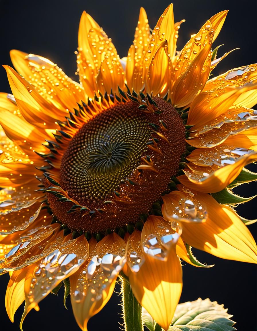 Crystal Sunflower in Golden Hour Light