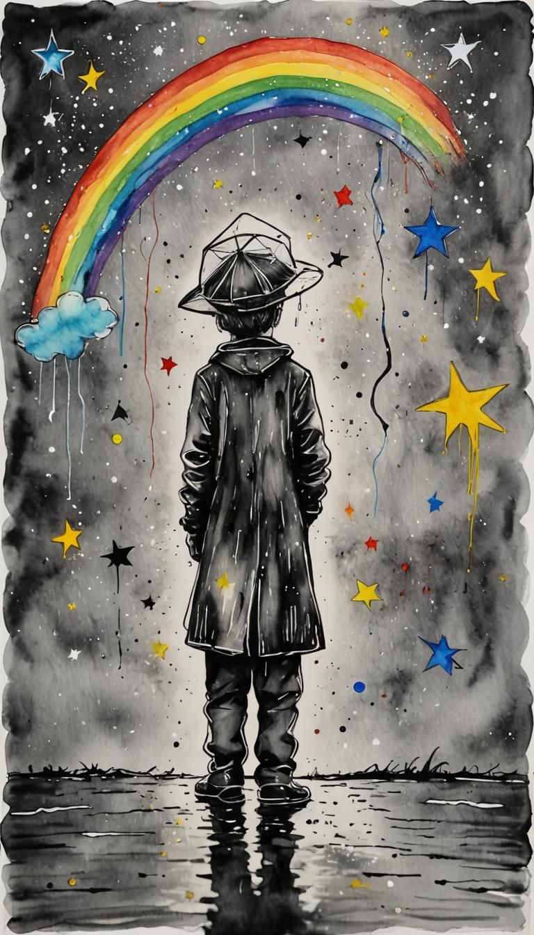 Dreamlike Rainy Night Sky in Van Gogh Style