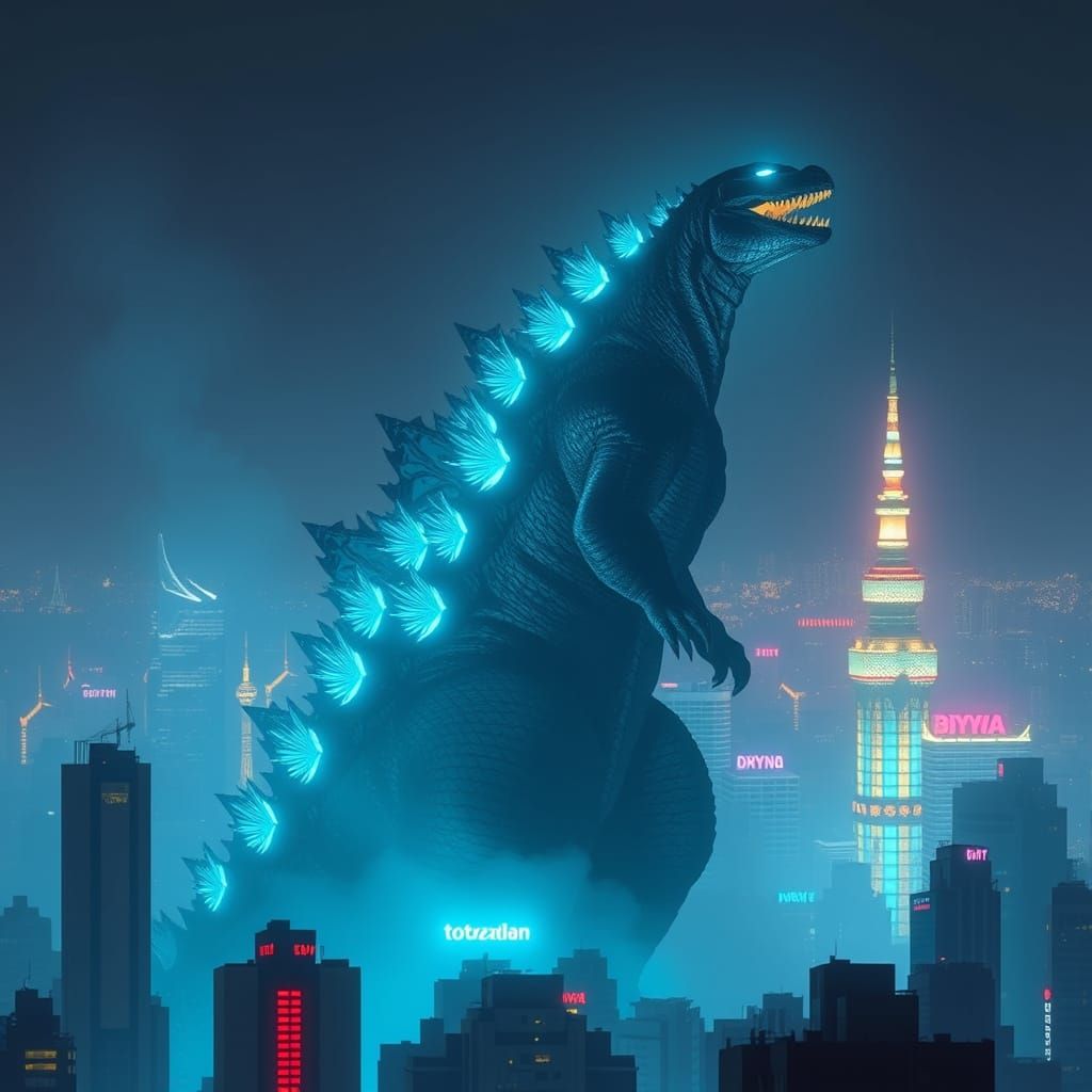 Godzilla Dominates Tokyo in a Neon-Lit Apocalypse