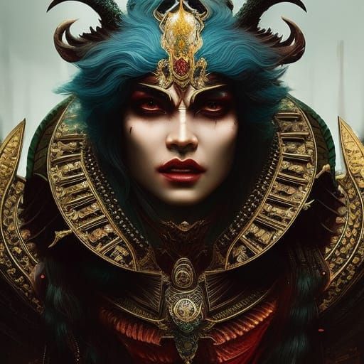 Demonic Goddess of Romanian Mythology: Hyperdetailed Portrai...