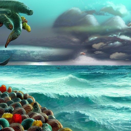 Detailed Matte Painting of Ocean Fruits