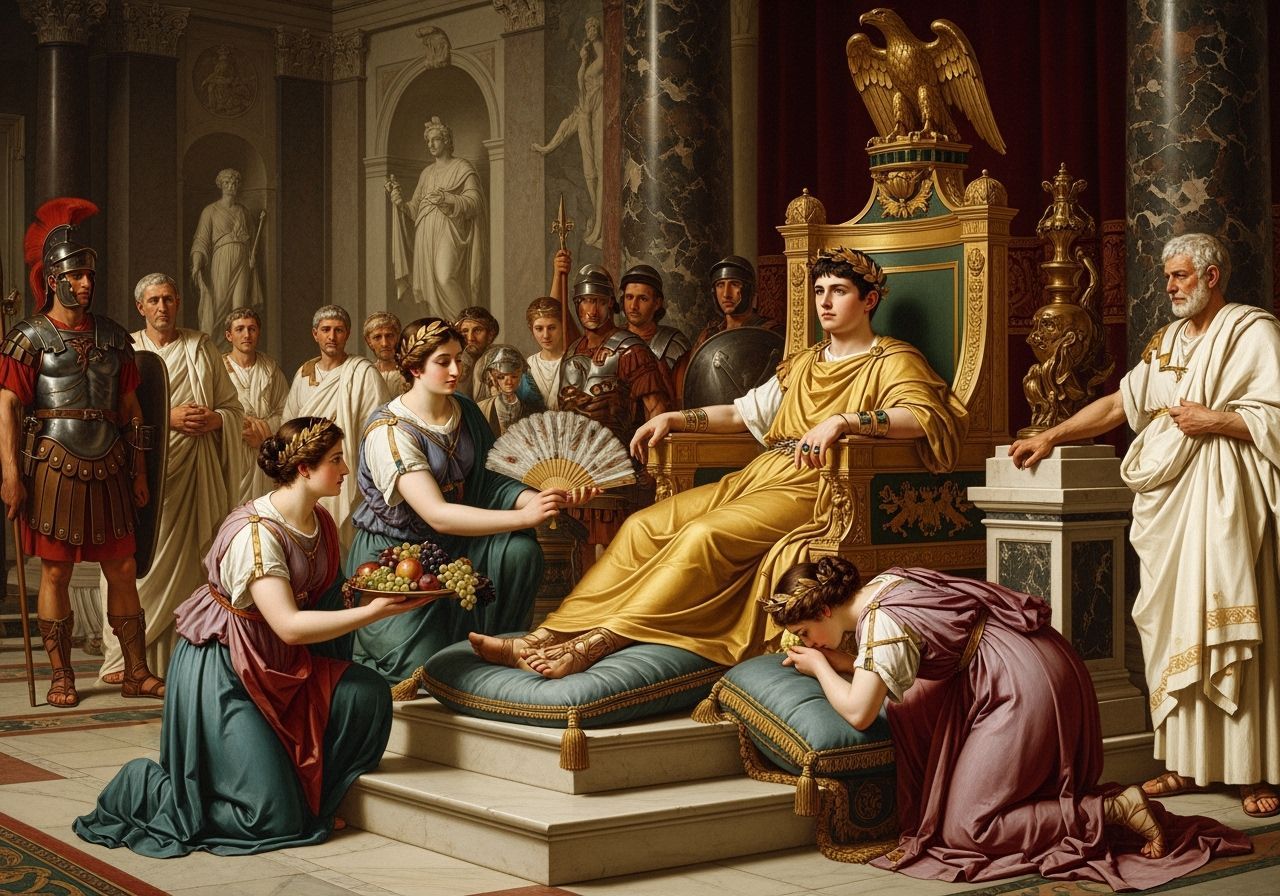 Emperor Caligula on His Throne, in the Style of Caravaggio