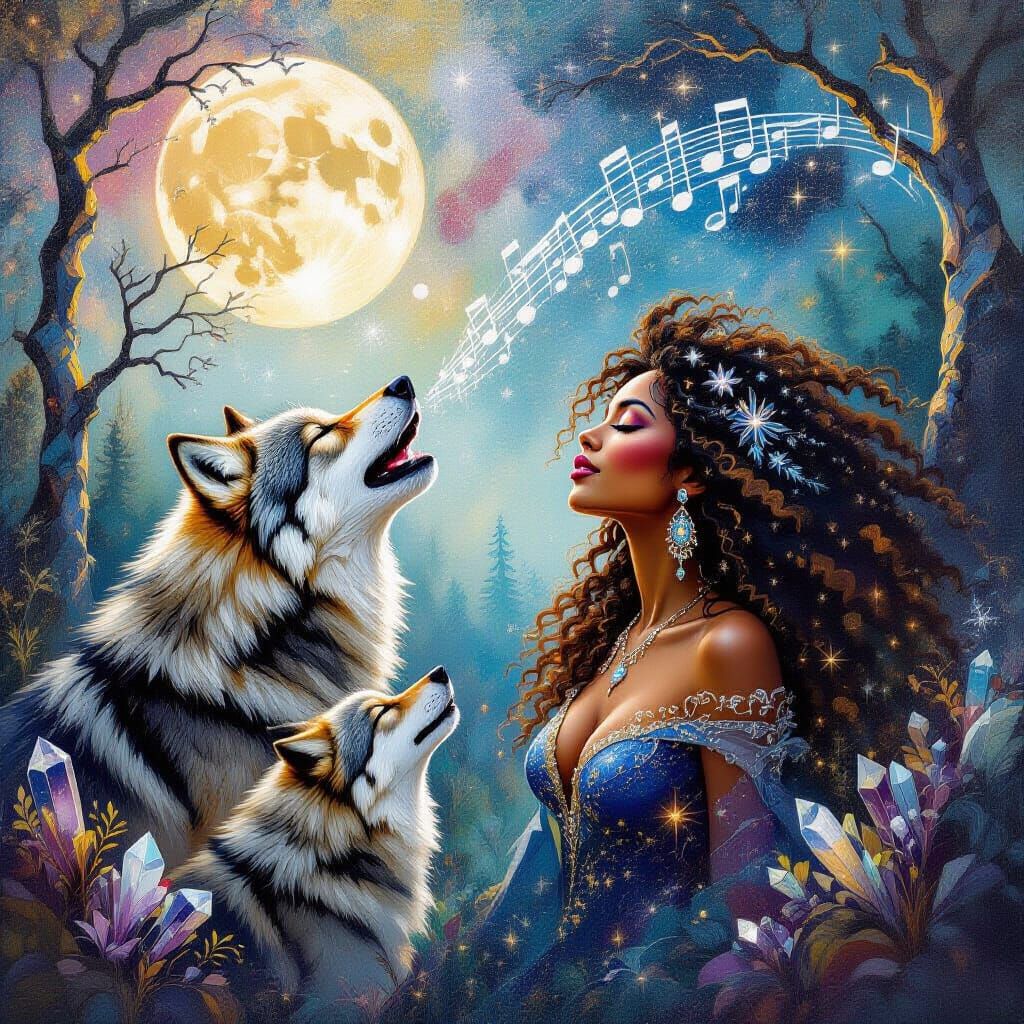 Wolf Pack Howls to Afro-Latina Sorceress in Cosmic Forest