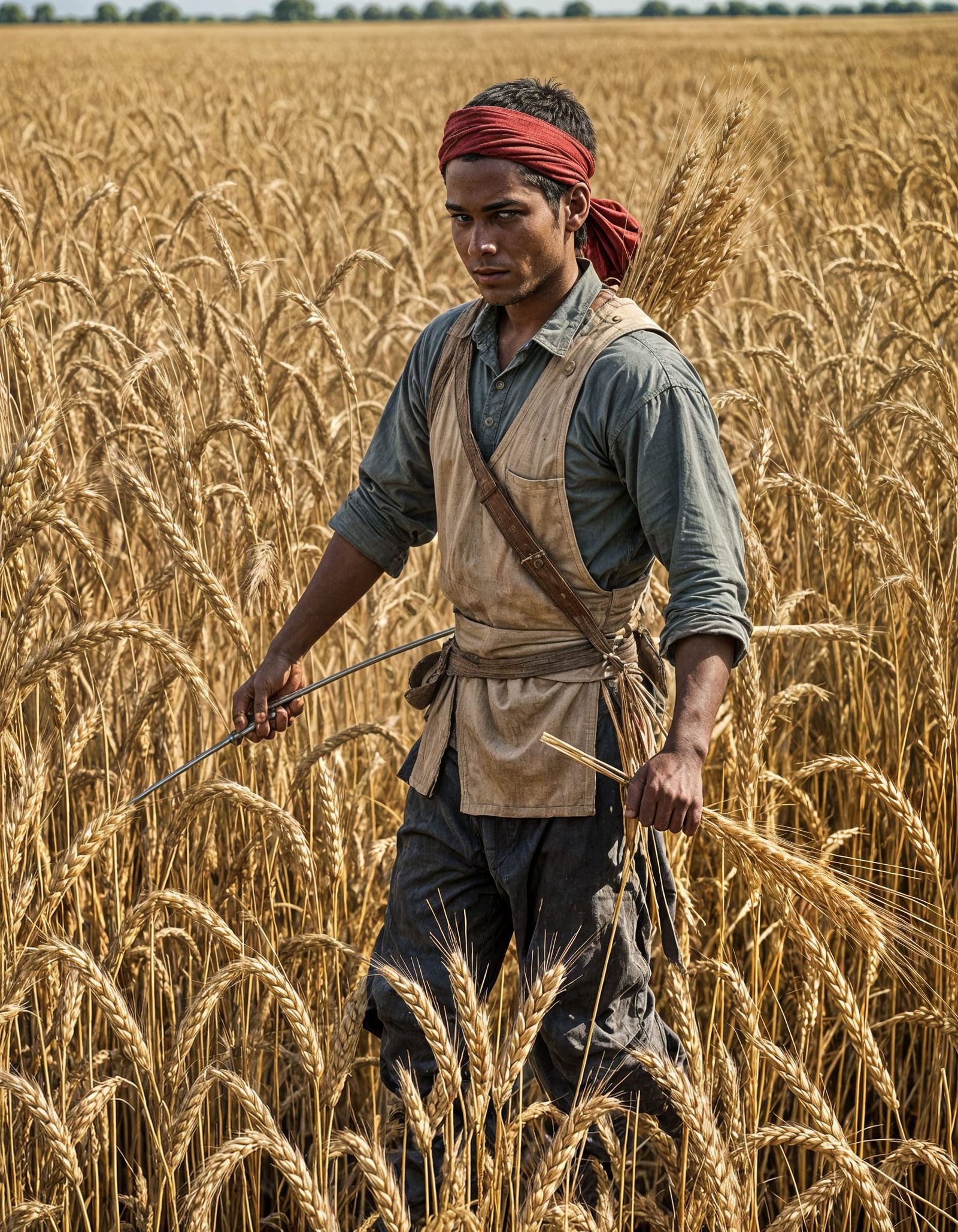Warrior Helps Farmers Harvest Wheat Field