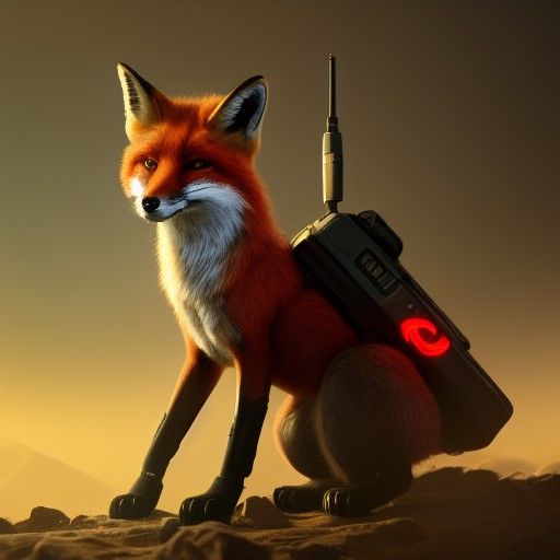 Fox with Gamer Headphones in Detailed Matte Painting