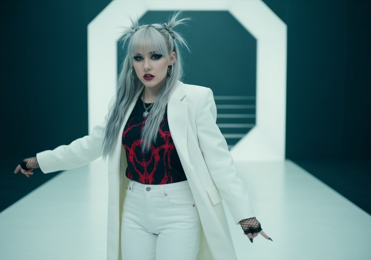 Gothic Emo Girl Dancing in Diamond Room