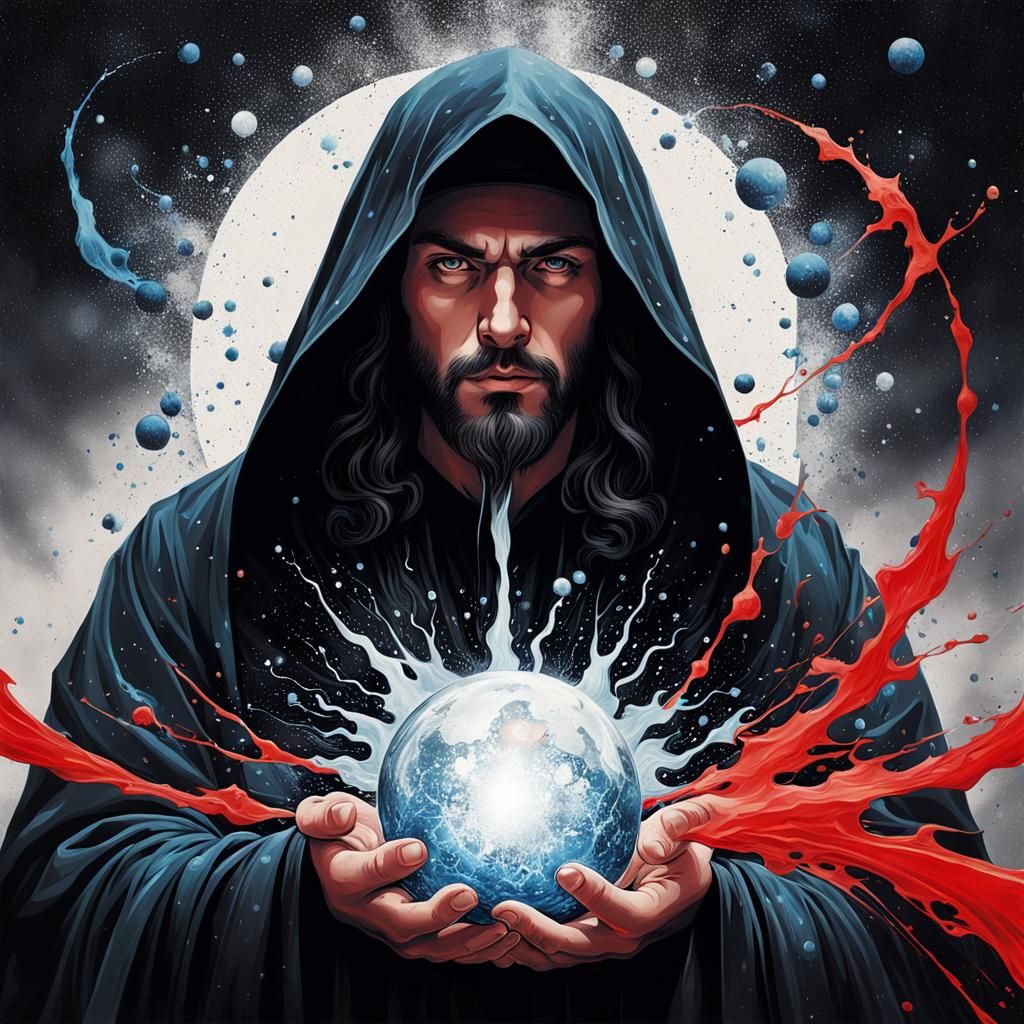 Monochrome Sorcerer Digital Art Splatter