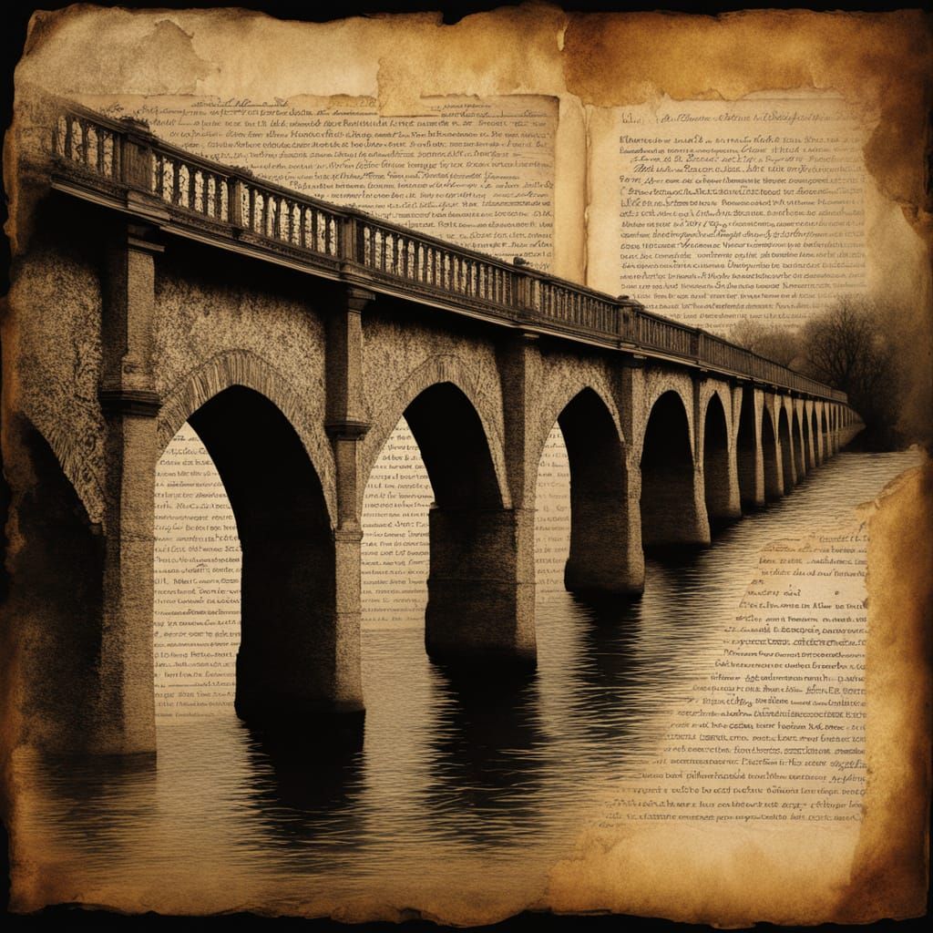 Tudor Viaduct Bridge in Vintage Collage Style