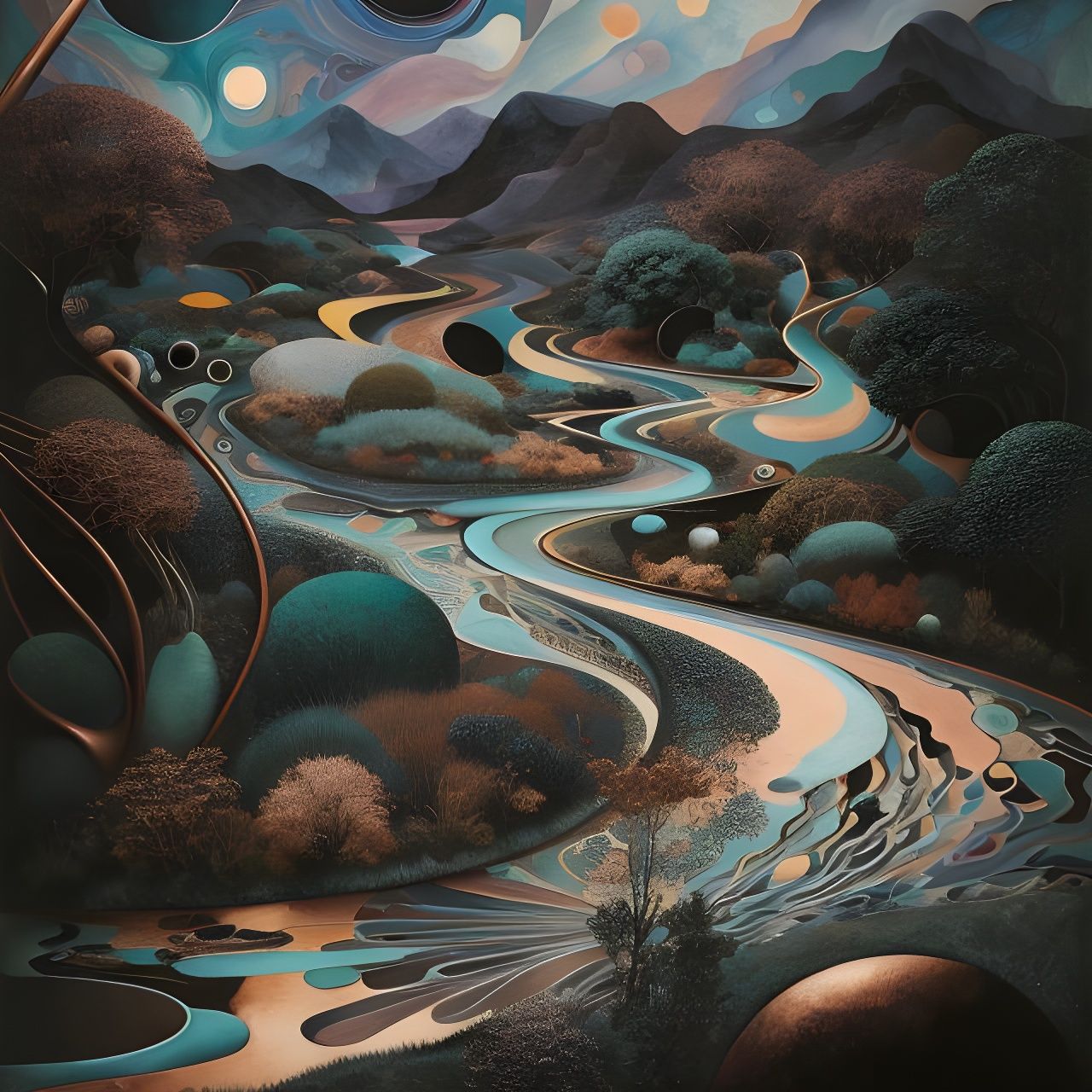 Abstract Blending Cycles in Copper: Hyperrealistic Matte Pai...