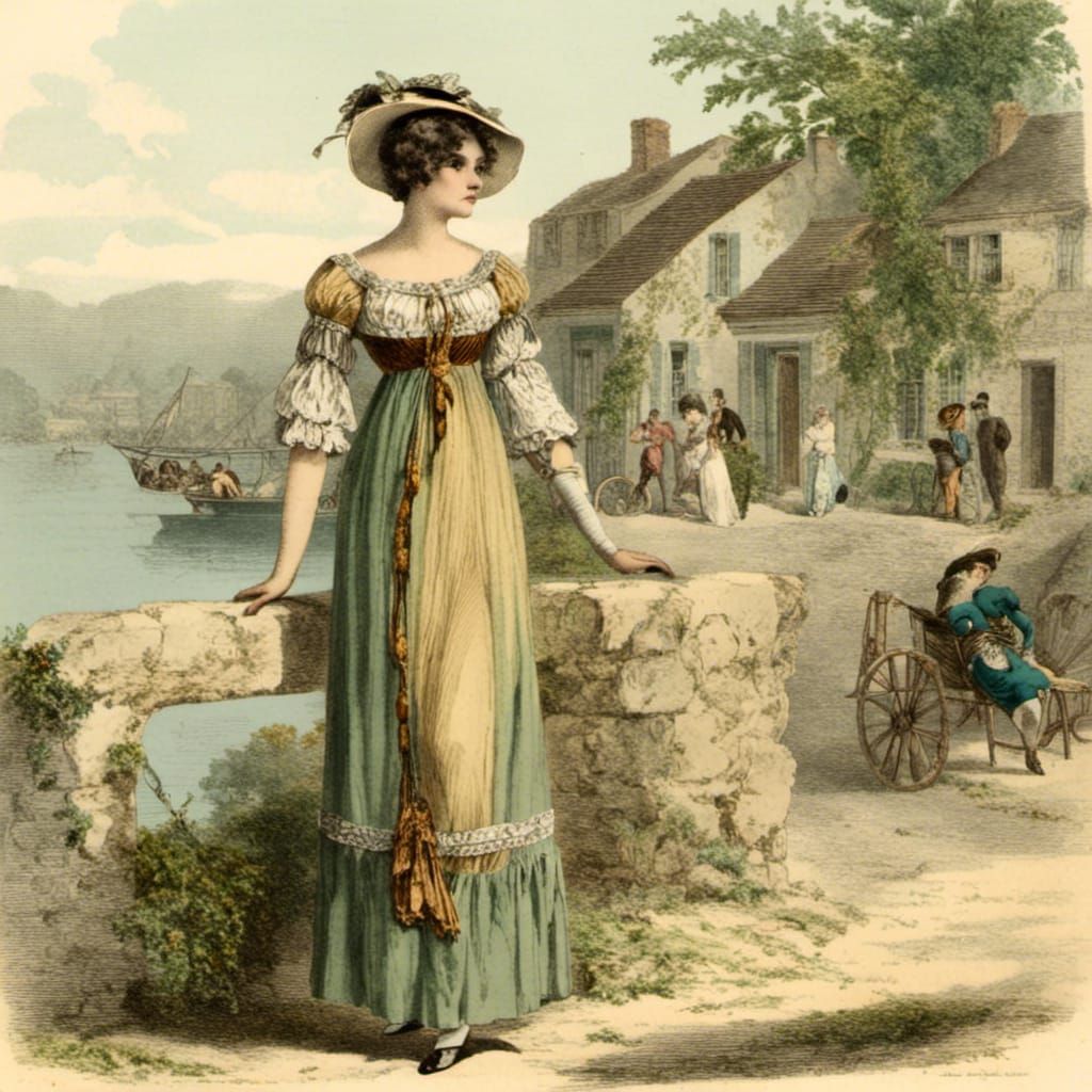 Regency Woman in 19th Century Fishing Village