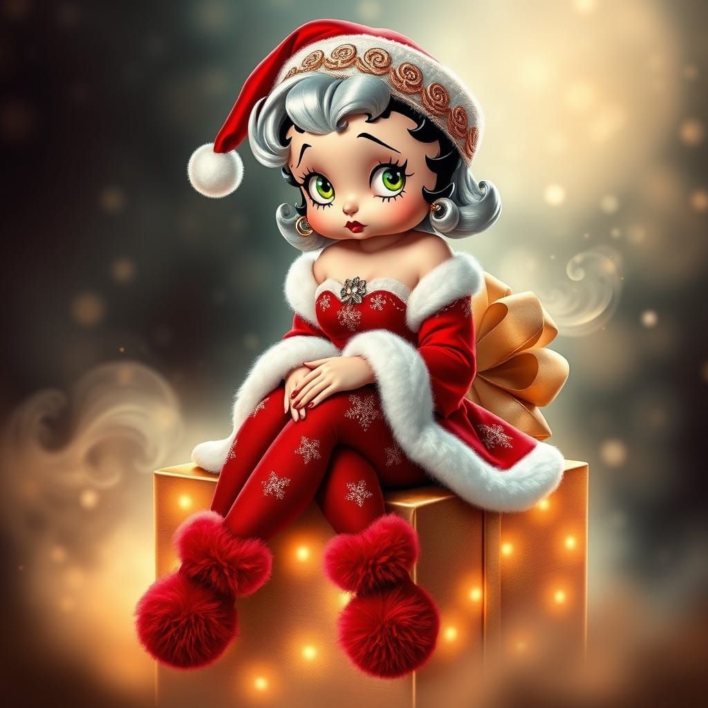 Surreal Beauty Dances with Santa Claus